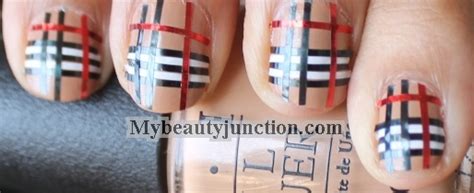 nail art burberry|Burberry plaid striping tape tutorial.